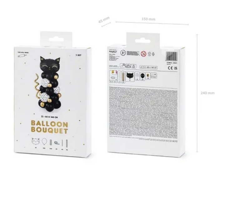 DIY Ballonfigur Katze, schwarz-gold, 1 Set, 83 x 140 cm