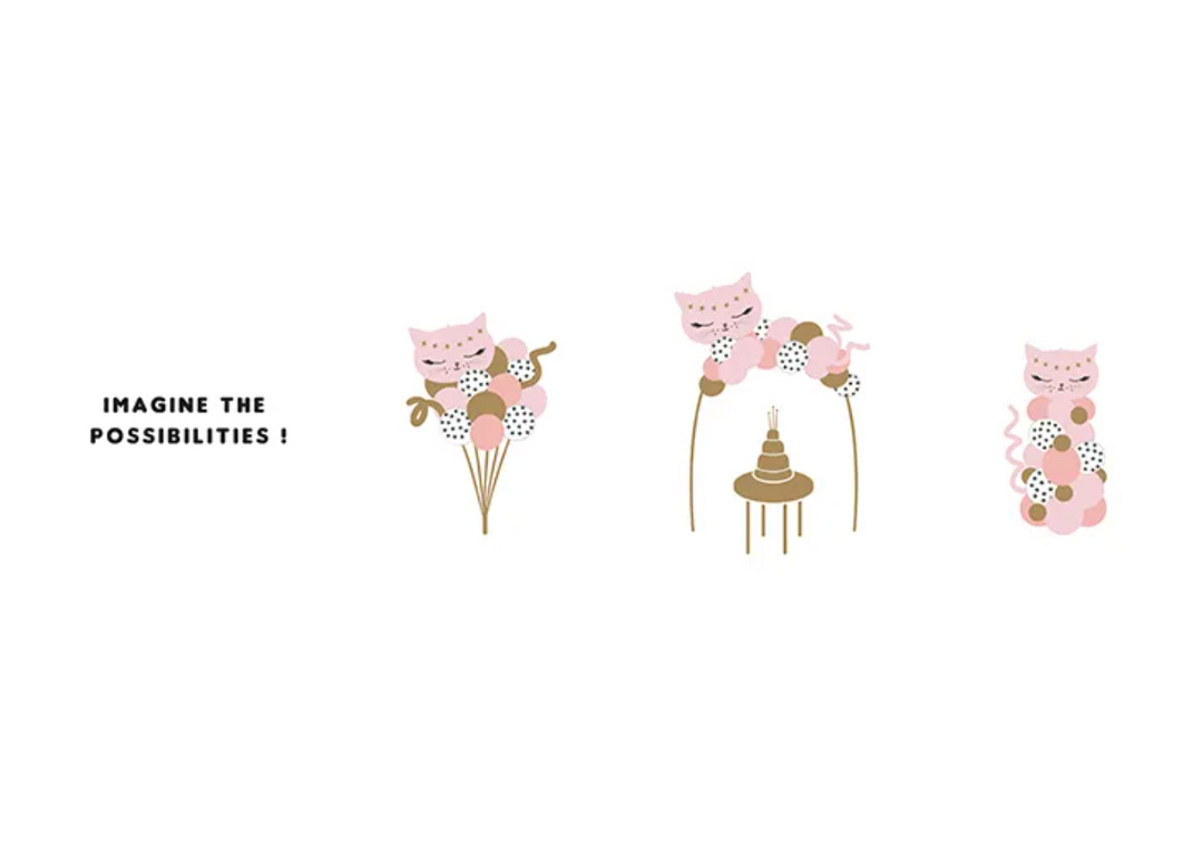 DIY Ballon-Bouquet Katze, pink, 83 x 140 cm