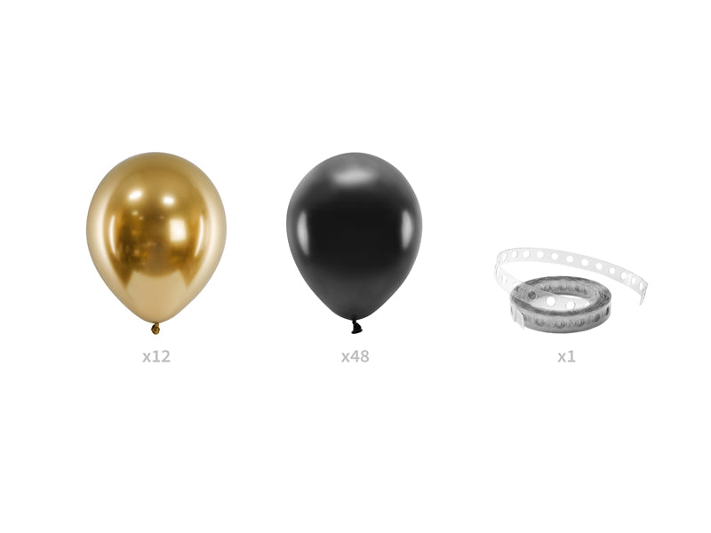 Ballongirlande schwarz gold, DIY Girlande, 60 Ballons inkl. 2m Ballonband