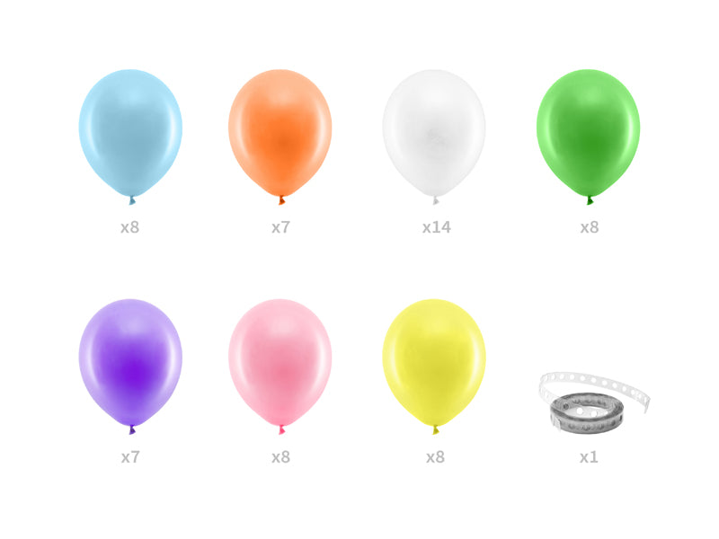 Ballongirlande Regenbogen, DIY Girlande, 60 Ballons inkl. 2m Ballonband