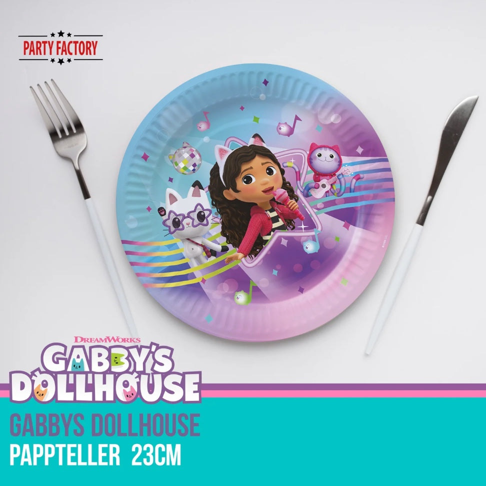 Partyteller Gabby's Dollhouse, 8 Stück, Ø 23 cm