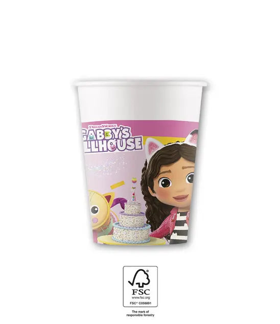 Gabby's Dollhouse Party Becher, 8er Pack, Pappe kinderparties-shop