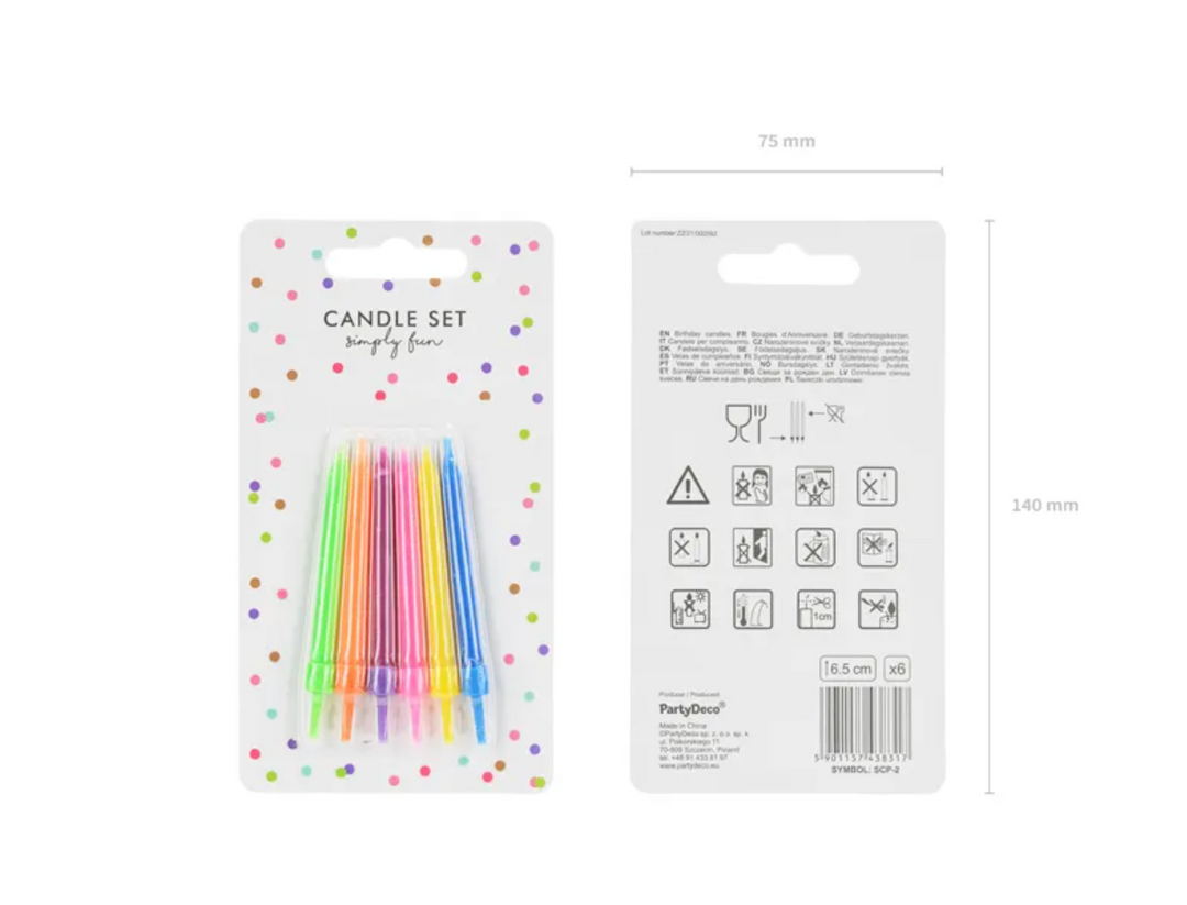Geburtstagskerzen-Neon-bunt-6er-Pack-inkl-Ständer-6-5-cm