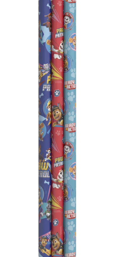 Geschenkpapier Paw Patrol, 3 versch. Muster, 70 X 200 cm kinderparties-shop