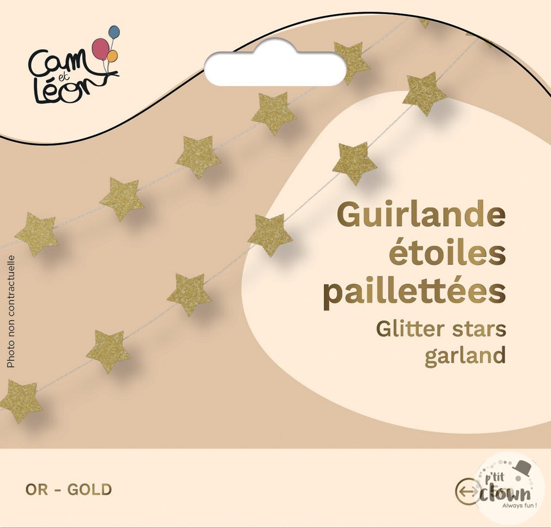 Glitzer Sternen Girlande, gold, 5m