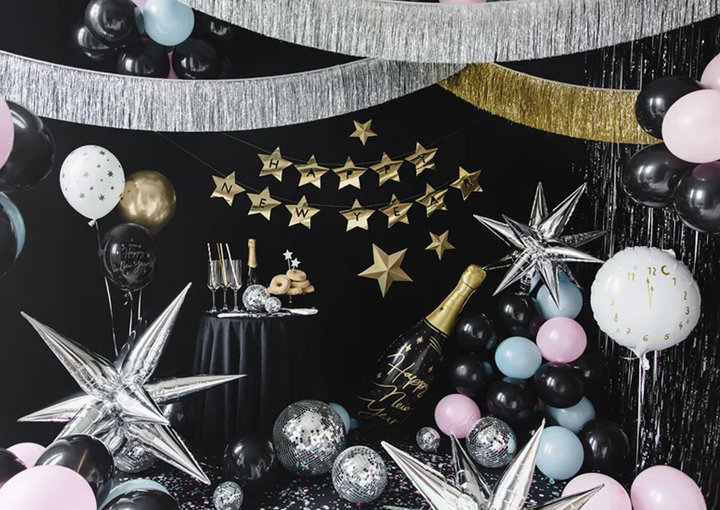 Happy New Year goldene Sternen-Girlande, 290 x17cm kinderparties-shop