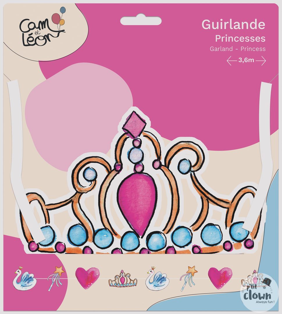 Girlande Prinzessin, Raumdekoration, 3.6m kinderparties-shop