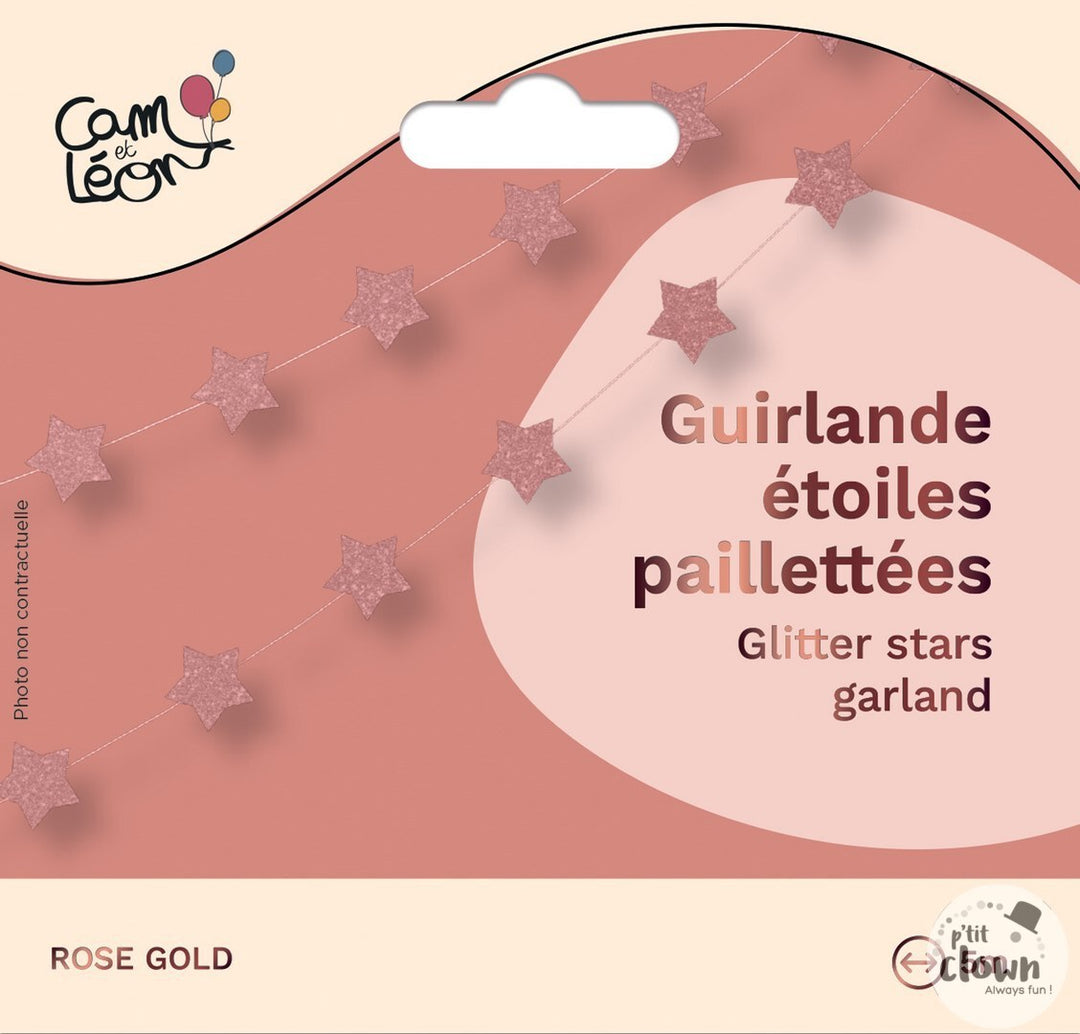 Glitzer Sternen Girlande rosé-gold, 5m