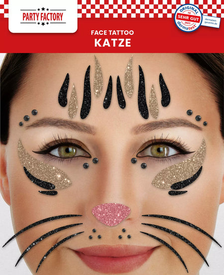 Glitter Face Sticker, Katze, 1 Bogen image