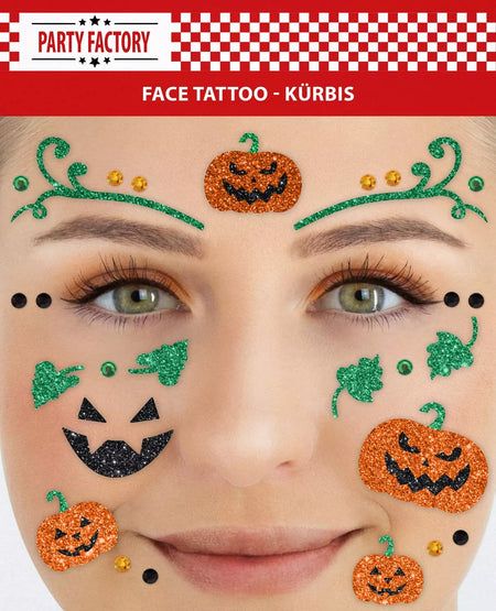 Glitter Face Sticker, Kürbis, 1 Bogen image