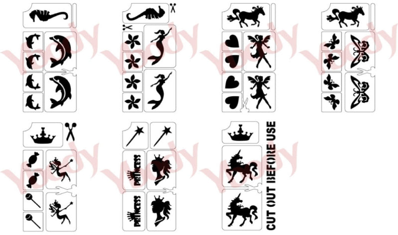 XXL Glitzertattoo Komplett-Set für Mädchen, Y-Body, 54-teilig