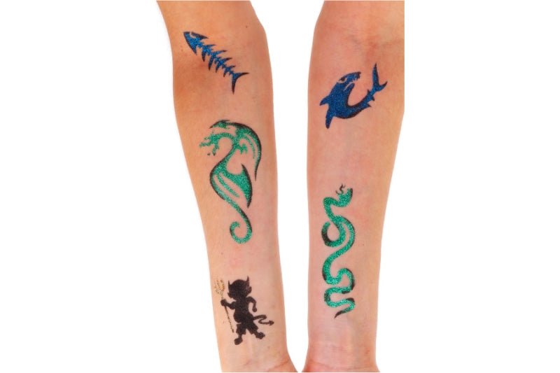 XL Glitzertattoo Set für Jungs, Y-Body, 39-teilig