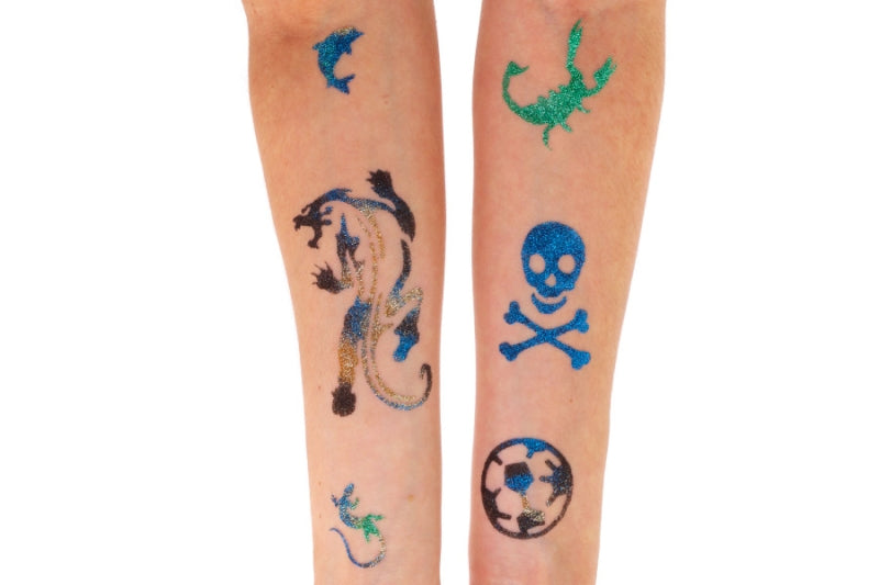XL Glitzertattoo Set für Jungs, Y-Body, 39-teilig
