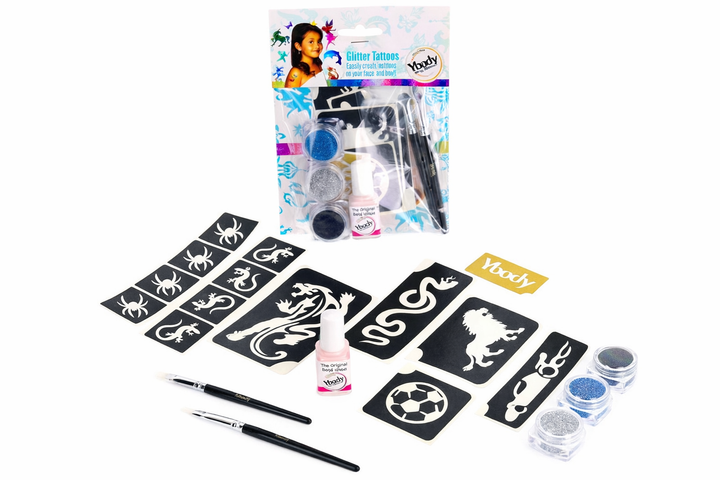 Glitzertattoo Set für Jungs, Y-Body, 22-teilig