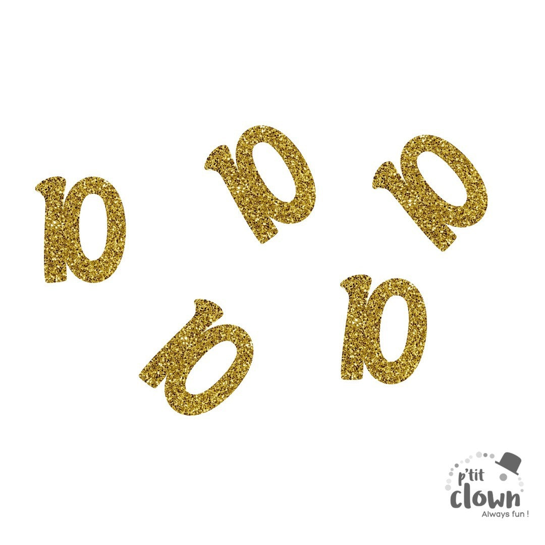 Zahlenkonfetti 0-10, gold glitzernd, 50er Pack kinderparties-shop