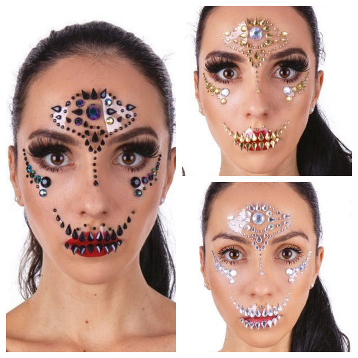 Halloween Face Jewels, rhinestone face stickers, trick or treat make-up, 1 motif
