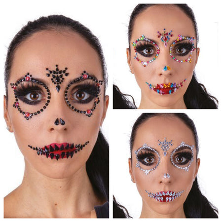 Trick or treat Make up Halloween Face Jewels, Strass-Gesichtsaufkleber, 1 Motiv image