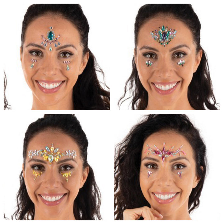 Face Jewels, Strass-Gesichtsaufkleber, Party Schminke, 1 Motiv