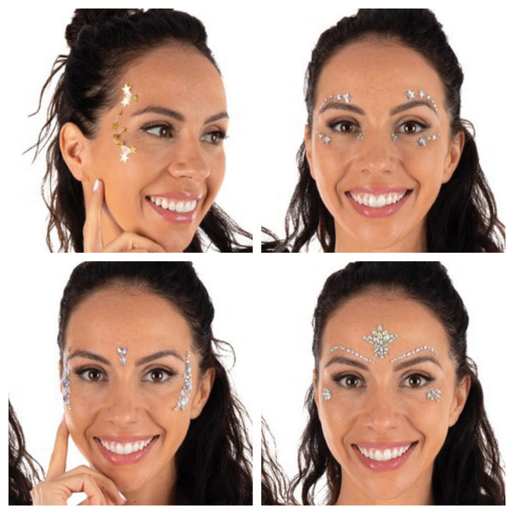 Party Make Up Face Jewels, autocollants visage en strass, 1 motif