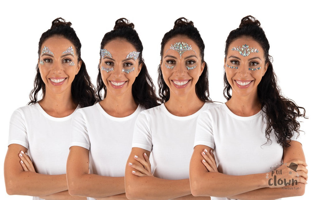 Face Jewels, Strass-Gesichtsaufkleber, Schneekönigin, 1 Motiv kinderparties-shop