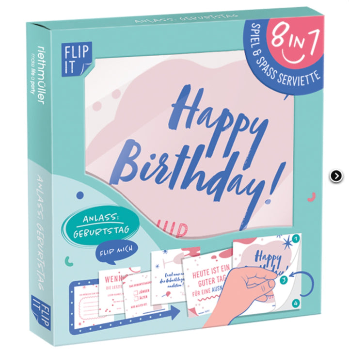 Happy Birthday Servietten 8 in 1, Flip it, 16 Stück