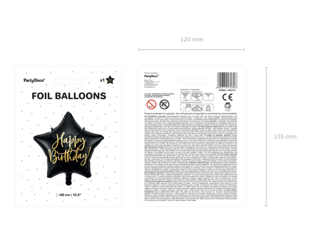Happy-Birthday-Folienballon-Schwarzer-Stern-40-cm