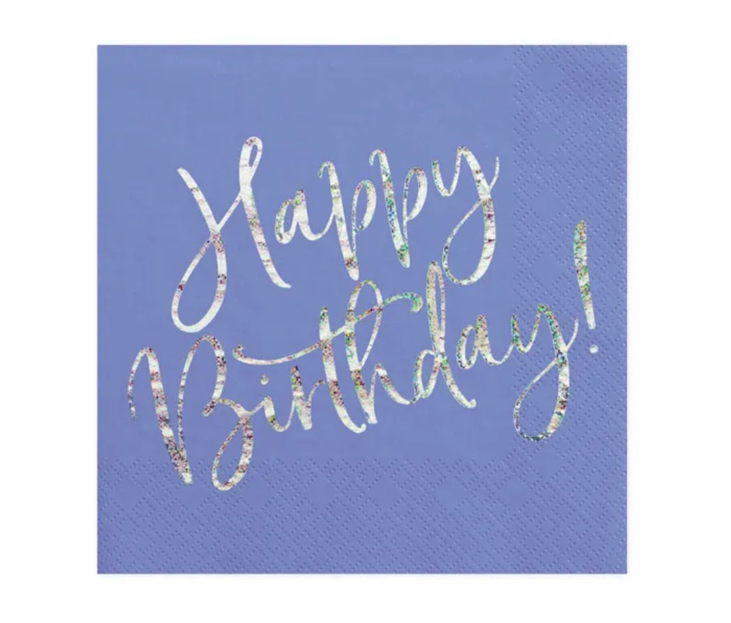 Happy-Birthday-Servietten-blau-holographisch-20er-Pack