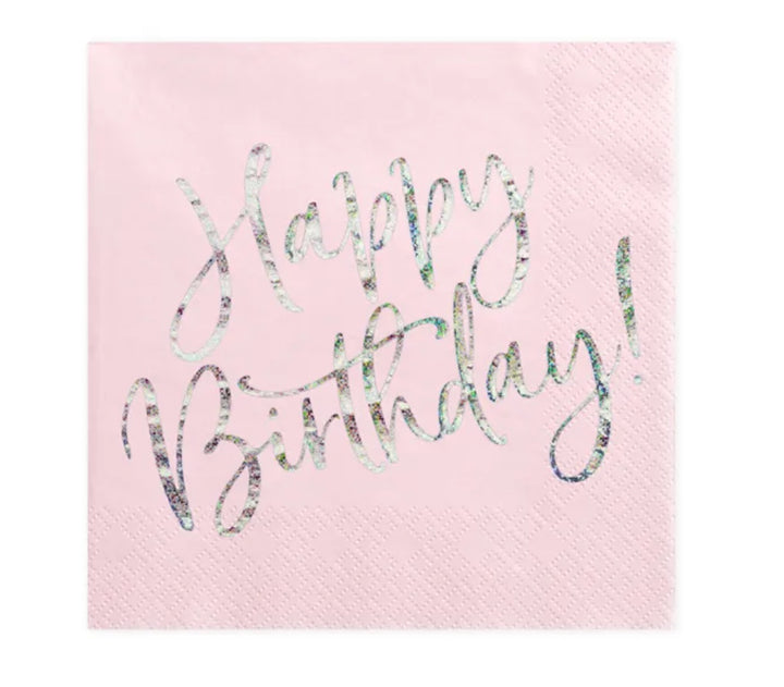 Happy-Birthday-Servietten-pink-holografisch-20er-Pack
