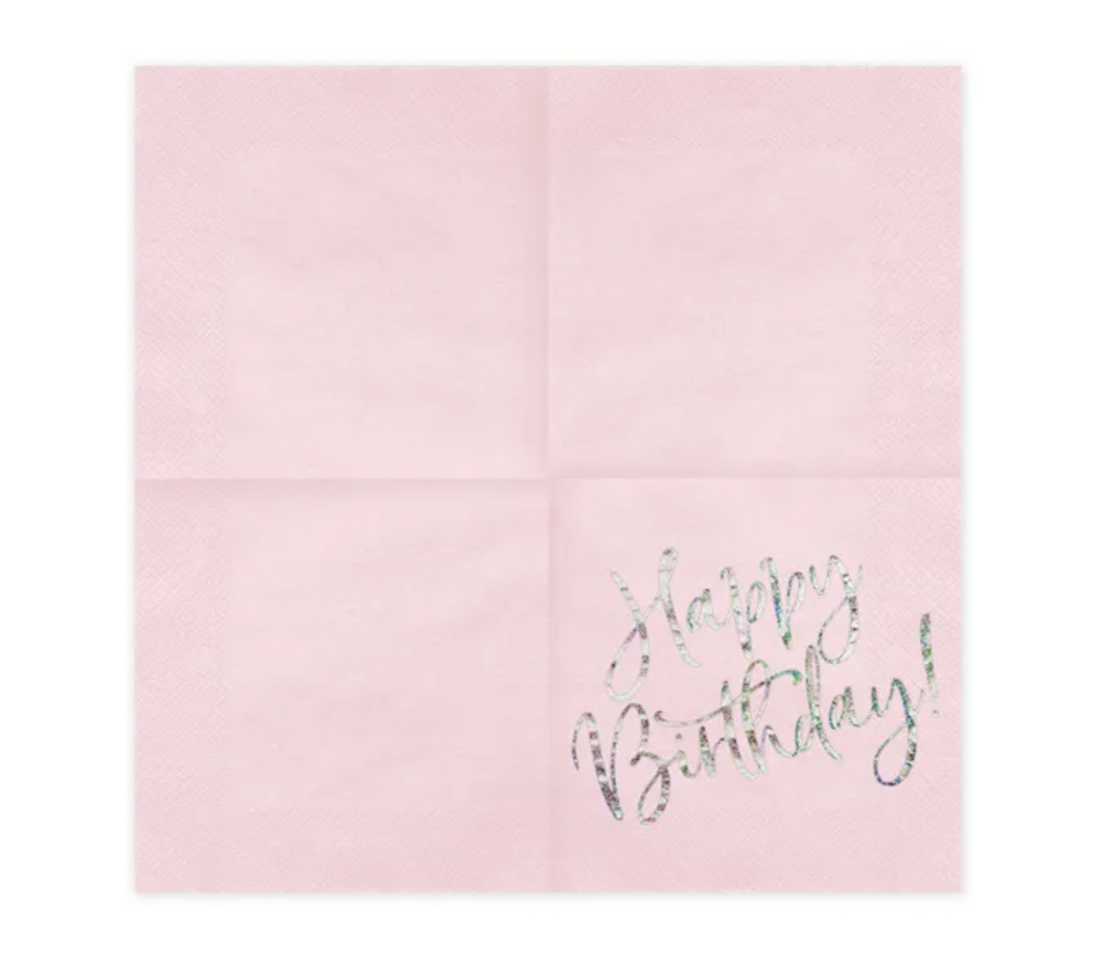 Happy-Birthday-Servietten-pink-holografisch-20er-Pack