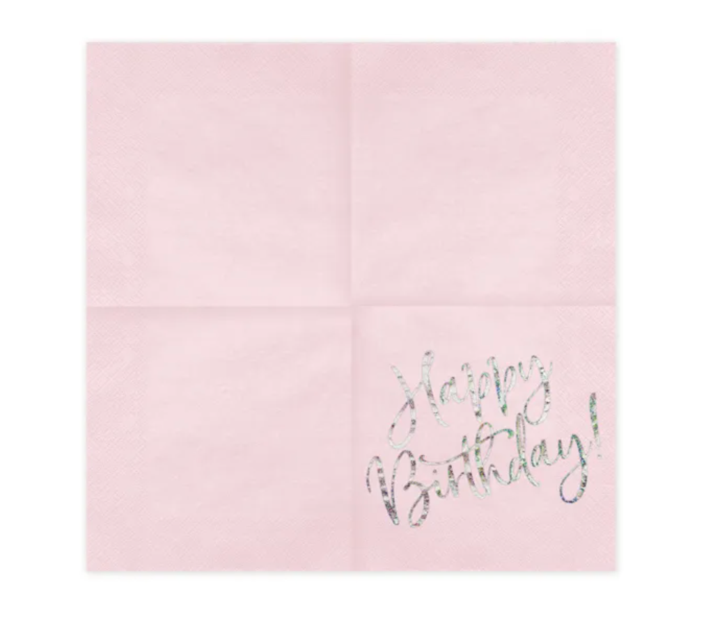 Happy-Birthday-Servietten-pink-holografisch-20er-Pack