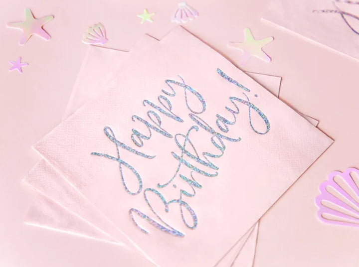Happy-Birthday-Servietten-pink-holografisch-20er-Pack