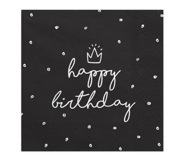 Happy-Birthday-Servietten-unifarben-schwarz-20er-Pack