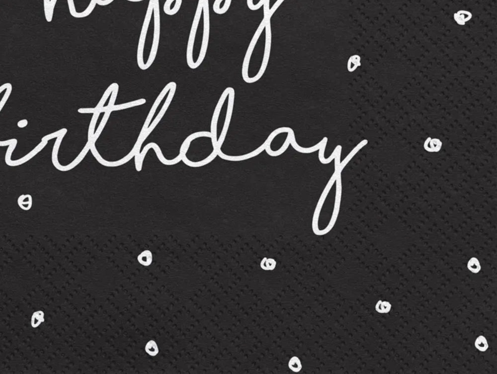 Happy-Birthday-Servietten-unifarben-schwarz-20er-Pack