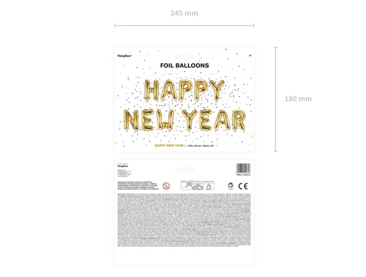'Happy New Year' Folienballon Girlande Gold, 422x46cm kinderparties-shop