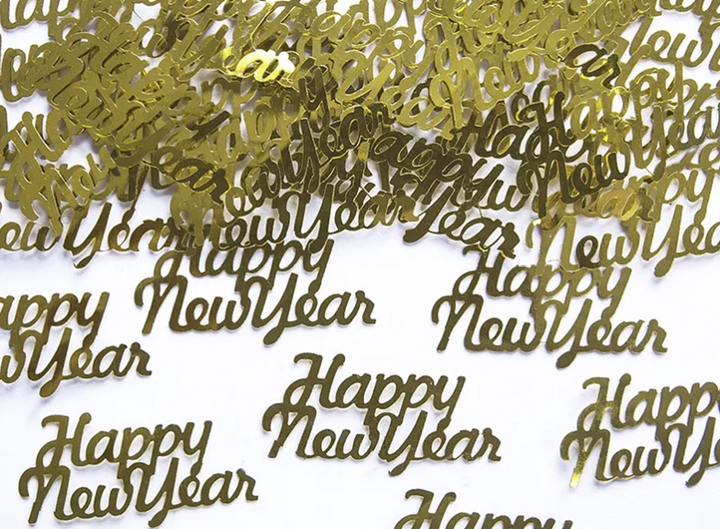 Happy New Year Konfetti Gold, 4 x 2 cm, Silvesterparty kinderparties-shop