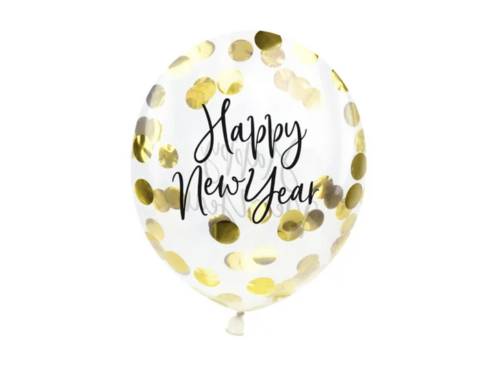 Happy New Year Konfetti Ballons, Silvester Party, 27cm, 3er Pack kinderparties-shop