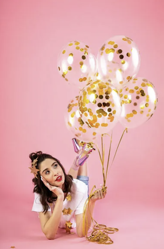 Happy New Year Konfetti Ballons, Silvester Party, 27cm, 3er Pack kinderparties-shop