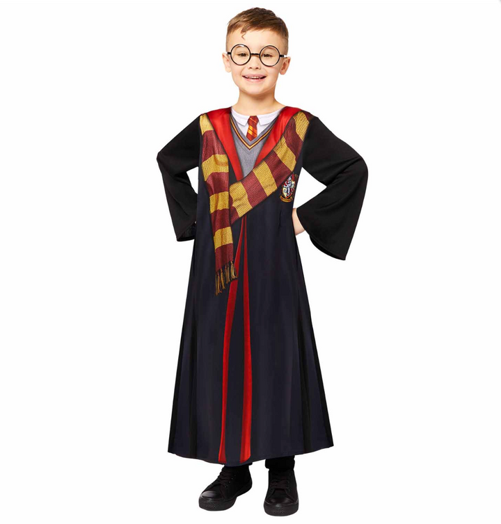 Harry Potter Kostüm Deluxe für Kinder, mit Robe, Zauberstab und Brille, versch. Grössen