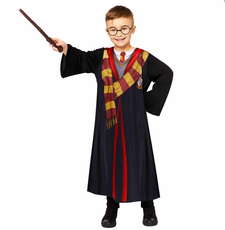 Harry Potter Kostüm Deluxe für Kinder, mit Robe, Zauberstab und Brille, versch. Grössen