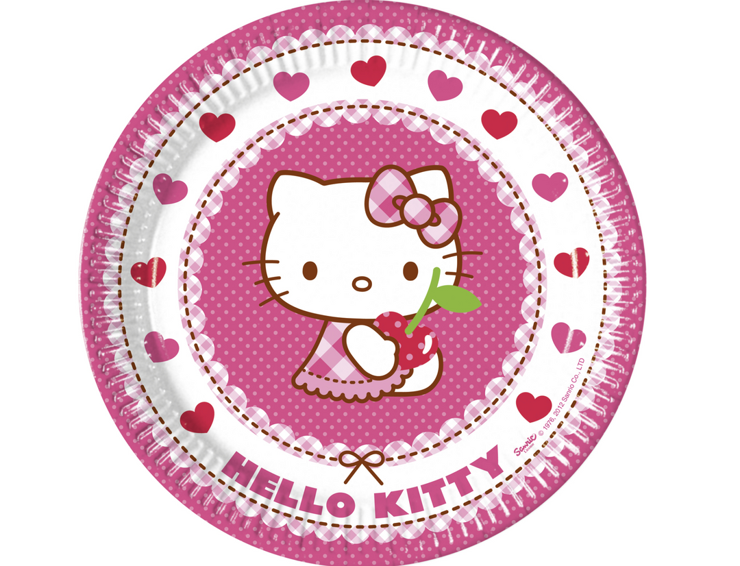 Hello Kitty Party Teller, 8er Pack, 23cm kinderparties-shop