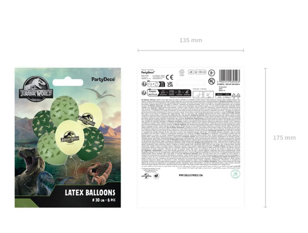 Luftballons-Jurassic-World-6-Stück-Ø-30-cm