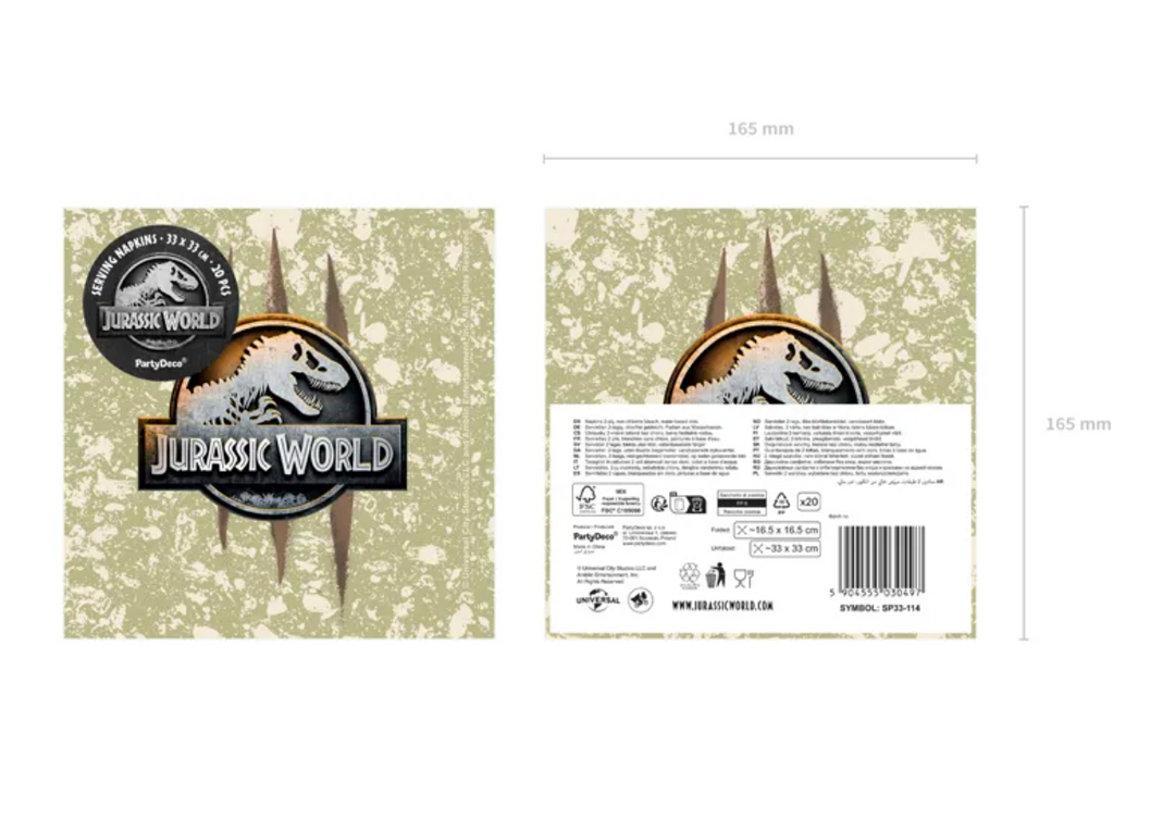 Jurassic World Servietten, 20 Stück