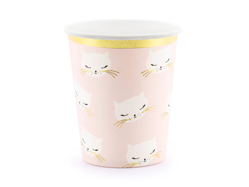 Partybecher-Katze-in-Rosa-&-Gold-6-Stück