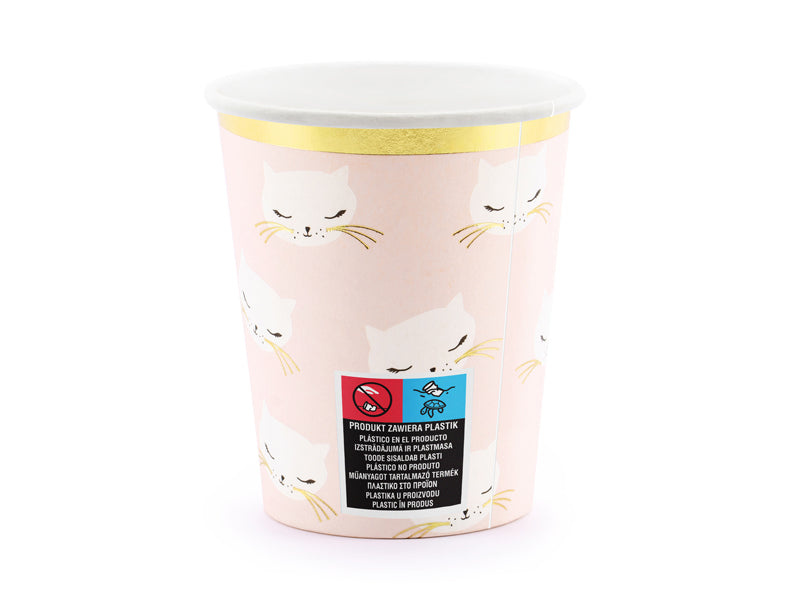 Partybecher-Katze-in-Rosa-&-Gold-6-Stück