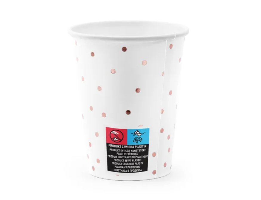 Party-Becher-Weiss-Rosa-mit-Punkten-6er-Pack-260ml