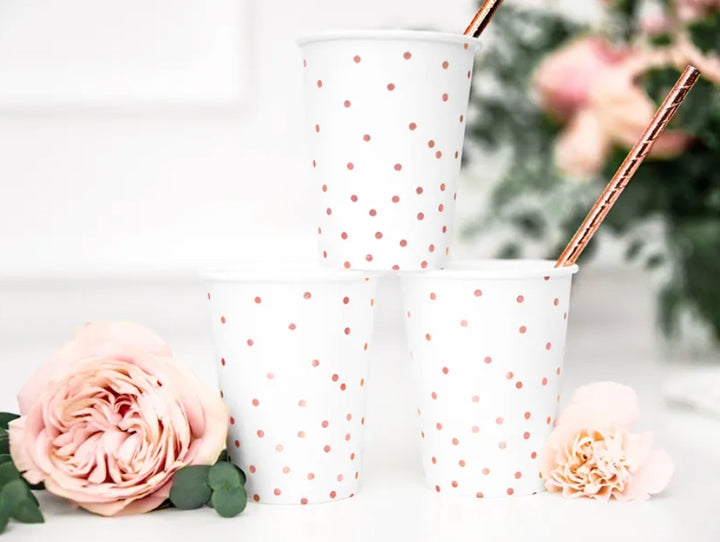 Party-Becher-Weiss-Rosa-mit-Punkten-6er-Pack-260ml