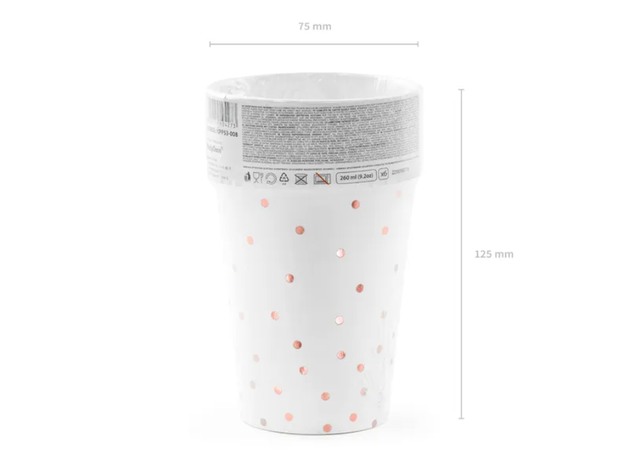 Party-Becher-Weiss-Rosa-mit-Punkten-6er-Pack-260ml