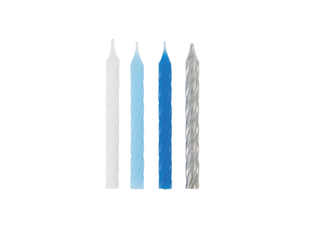 Kerzen-blau-weiss-silber-24er-Pack