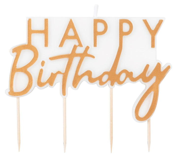 Kuchenkerze Happy Birthday, gold, 1 Stück, 12 x 6 cm