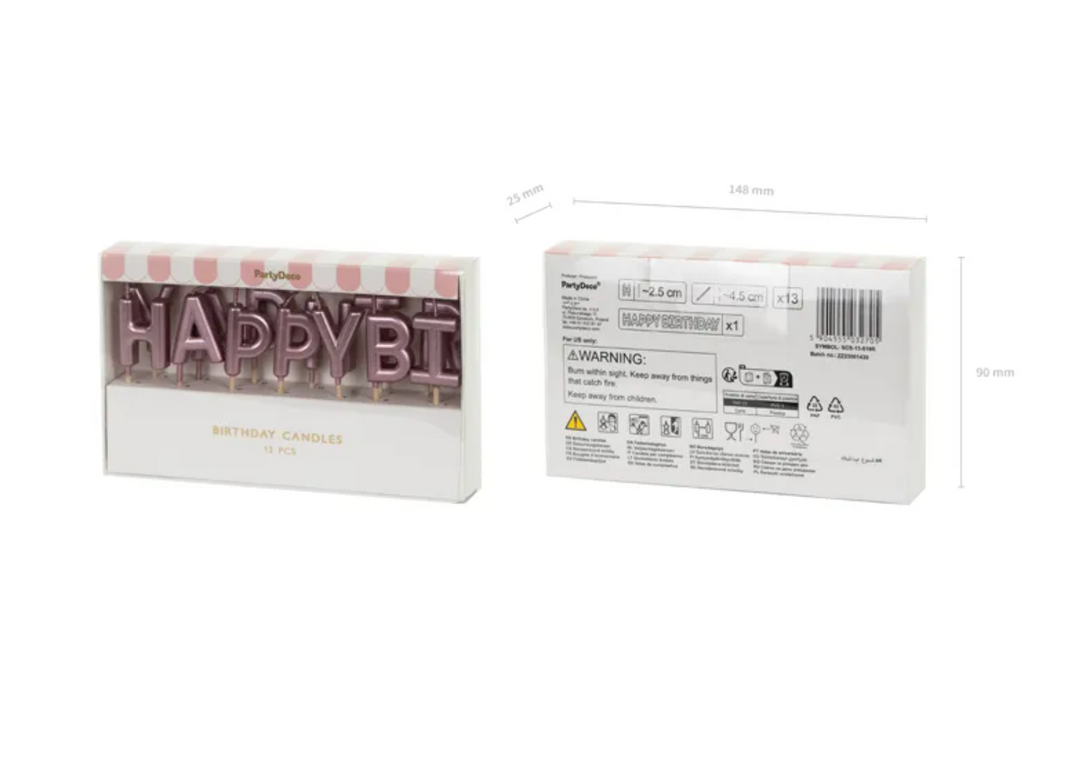 Kerzen-Happy-Birthday-rosa-metallic-13er-Pack-2-5-cm